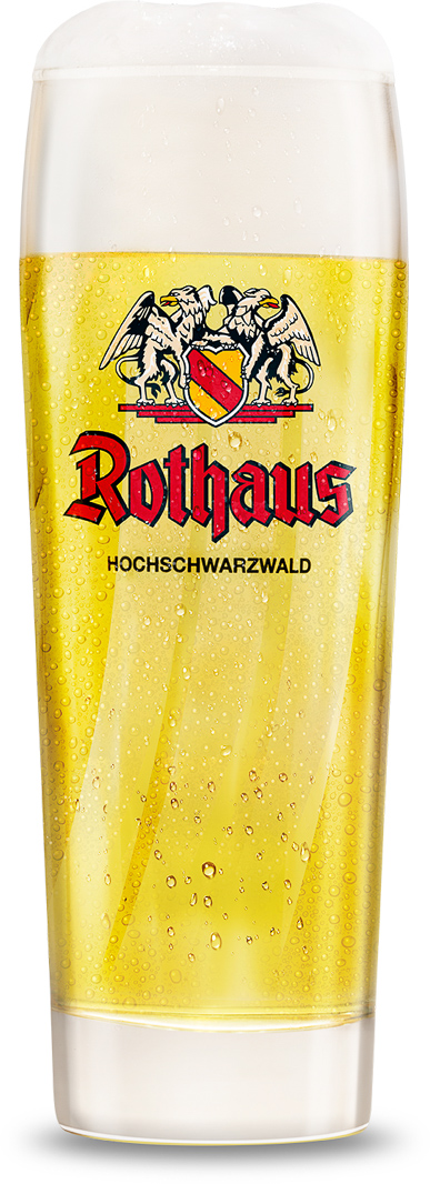 Glas mit Bier und badischem Wappen